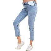 JIMYICLR Maternity Jeans for Women Comfy Stretch Slim Pregnancy Jeans Mid-Rise Under Belly Denim Pregnancy Pants with Pockets
