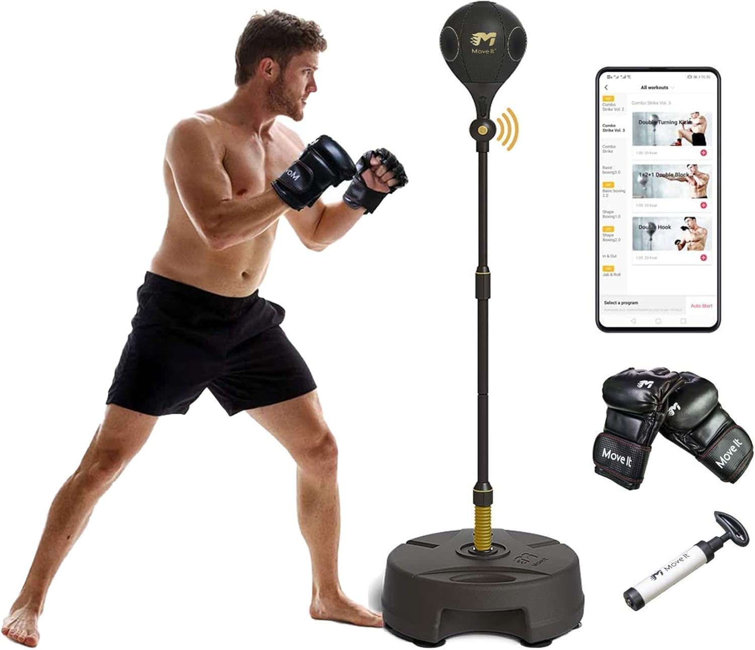 Move It Smart Punching Bag with Stand for Adults & Kids, Bluetooth