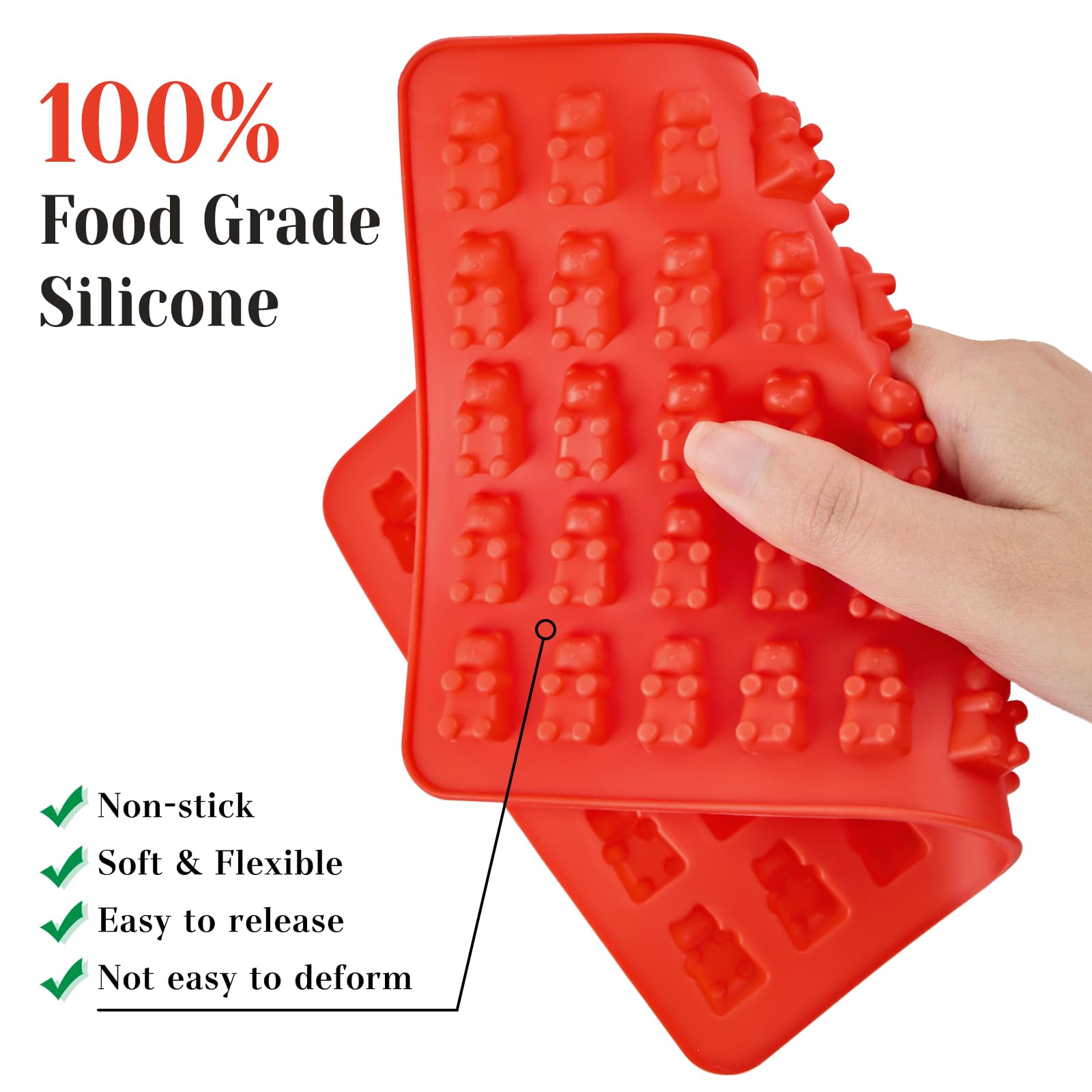 5 Pcs Mini Gummy Candy Molds with 2 Dropper, Silicone Bear Donut Dinosaur Fruit Snack Molds Non-stick and BPA Free Jello Candy Mold for Small Chocolate Gummies