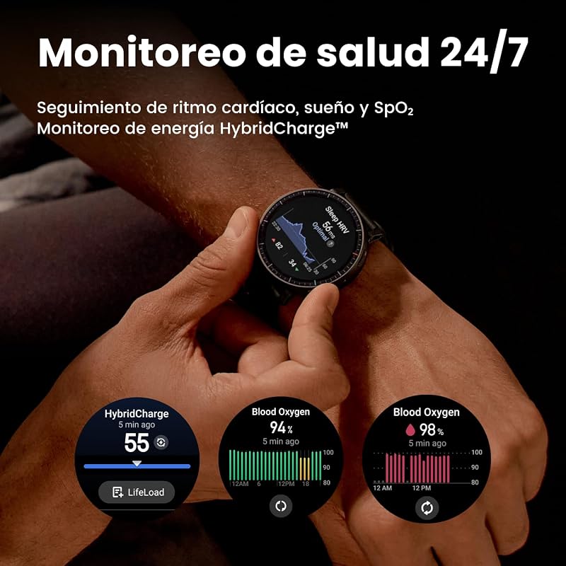 Active MAX Reloj Inteligente 48mm, Pantalla AMOLED 1.5", Batería hasta 25 Días, Mapas, NFC, GPS, 170+ Deportes, Resistente al Agua, Ritmo Cardíaco y Sueño, Smartwatch para Android iPhone