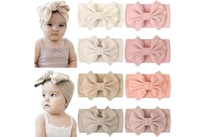 CÉLLOT 8 Colors Super Stretchy Soft Knot Baby Girl Headbands with Hair Bows Nylon Head Wrap For Newborn Baby Girls Infants Toddlers Kids