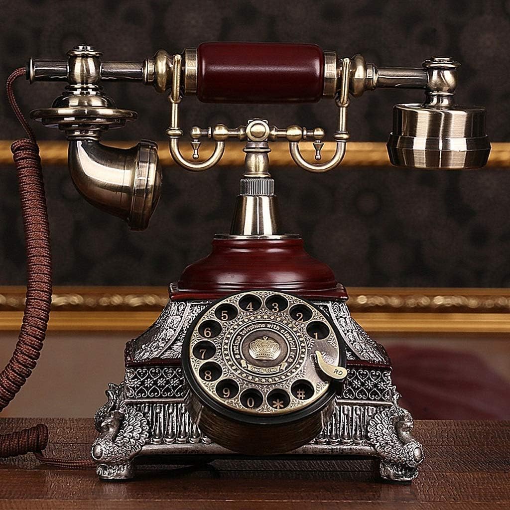 Zjq Phone European Retro Office Fixed Landline Rotating Metal Resin Double Ring Dialing Phone Color Hands Free Rotary Disc Amazon Co Uk Kitchen Home