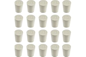 Adyoney White Tapered Shaped Solid Rubber Stopper, Size 00#" 0.6x0.4x0.8inch / 15x11x21mm, 20 per Package