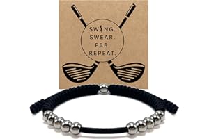 LAMIBEE Premium Golf Stainless Steel 10 Bead Score Counter Bracelet, Golf Stroke Count Bracelet, Resizable Easy Adjust Golf Round Scoring Tracker, Durable Stylish Golf Accessory