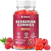 Yidout Berberine Gummies 2000mg-Natural High Potency Berberine HCL Supplement - Immune System & Metabolism Support - Vegan, Non-GMO - Delicious Raspberry Flavor (60 Count(Pack of 1))