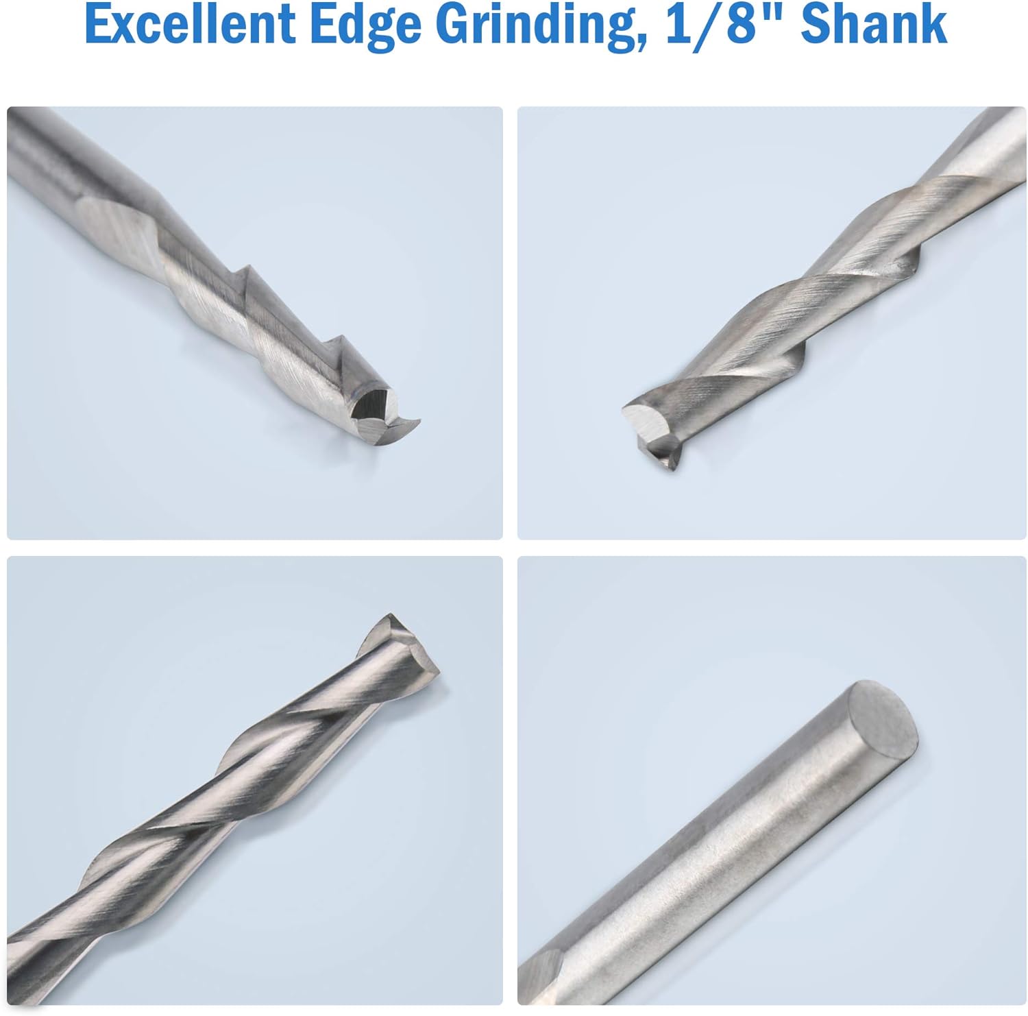 HQMaster CNC Router Bits 3.175 Router Bit 1 8 End Mill Flat Nose Carbide Endmill Two Flute Spiral Upcut Milling Cutter Tool Set for Wood PVC MDF Hardwood 10Pcs - - 