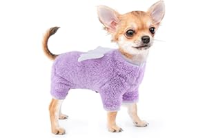 Kosiyi Dog Sweaters for Small Dogs Male Female, Winter Fleece Dog Pajamas Small Sized Dog Girl Boy, Lightweight Velvet Pet Jumpsuit, Pjs, Onesie, Jammies, Cat Outfit Apparel, XXS, Romantic Purple