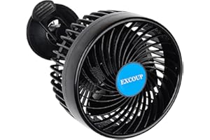 EXCOUP 12V Electric Car Fan with Cigarette Lighter Plug, 4.5'' Powerful Cooling Air Fan with Upgrade Powerful Suction Cup, 36