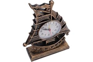 Sailboat Figurine Clock, Decorative Nautical Theme Timekeeper with Unique Design, for Home Desk Shelf Mantelpiece Maritime De