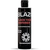 BLAZON Black Trim Restorer – Dye-Infused Plastic Restorer for Faded Exterior Trim, Deep Black Finish, Scratch Correction, Long-Lasting Durability & UV Protection - 8 oz
