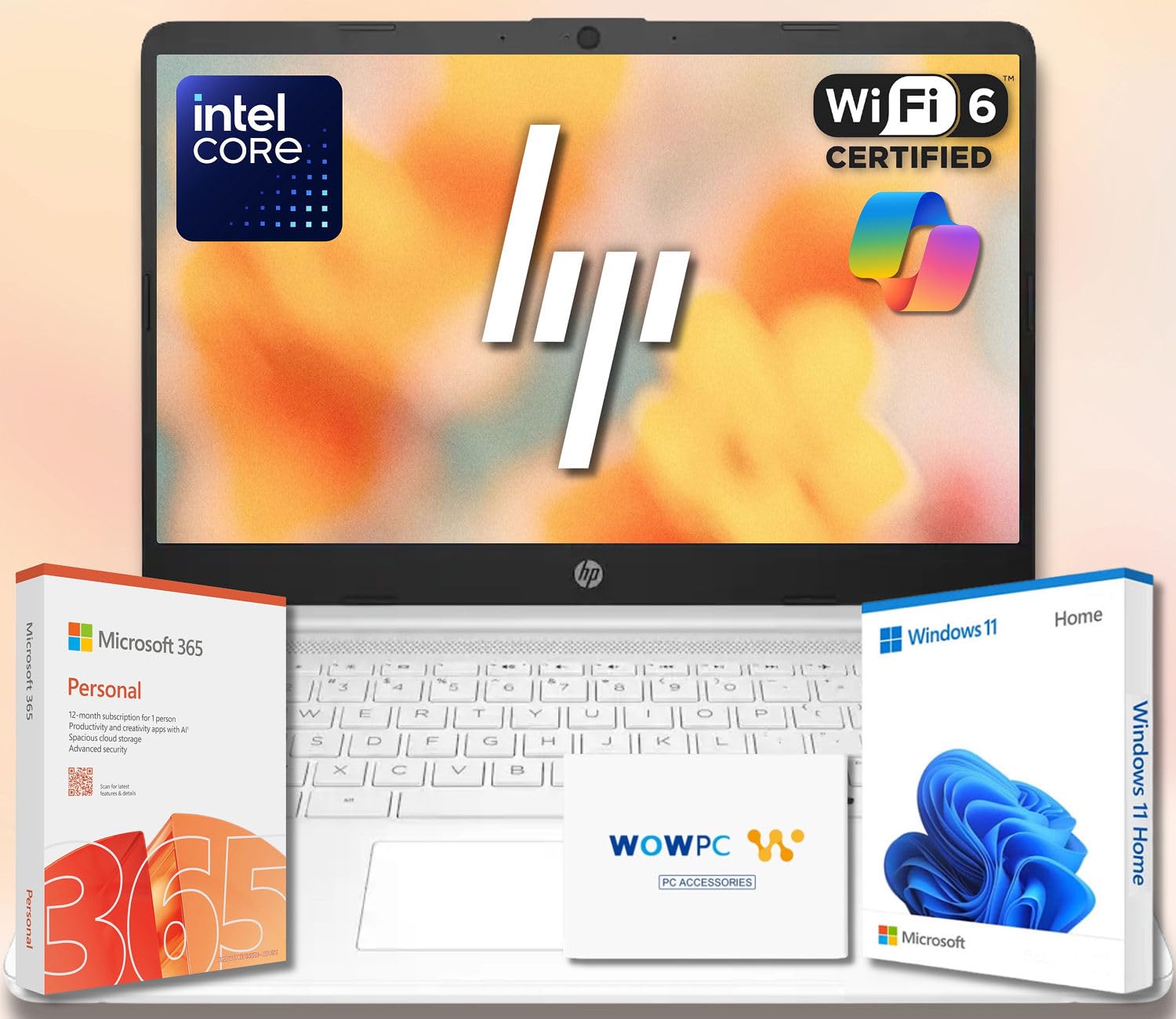 HP Ultrabook Laptop with Microsoft Copilot AI & Office 365 • Intel High Performance CPU • 8GB RAM • 1.3TB Storage (320GB SSD and 1TB OneDrive) • Windows 11 w/o Mouse Image