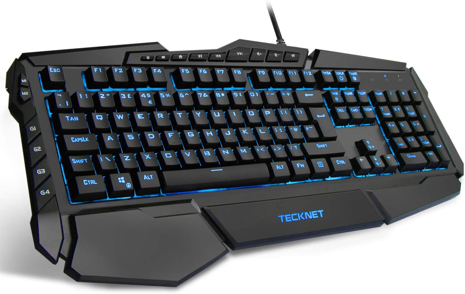 TECKNET RGB Gaming Keyboard - 105 Keys USB Wired Keyboard, Customizable RGB Backlit, IP32 Water & Dust Resistant, UK Layout
