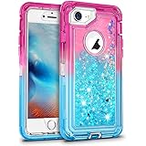 MAXCURY Case for iPhone SE 2022 (3rd Gen) & SE Case 2020 2nd, iPhone 7/8 Defender Phone Case for Women, Girl's Bling Liquid Q