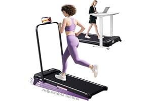 KASSADIN Portable Foldable Walking Pad with Handle Bar and Adjustable Incline, Under Desk Walking Pads Treadmill with Incline and Handles, 3.5HP Folding Electric Treadmills for Home Small, 0.6-7.6MPH, 350LBS