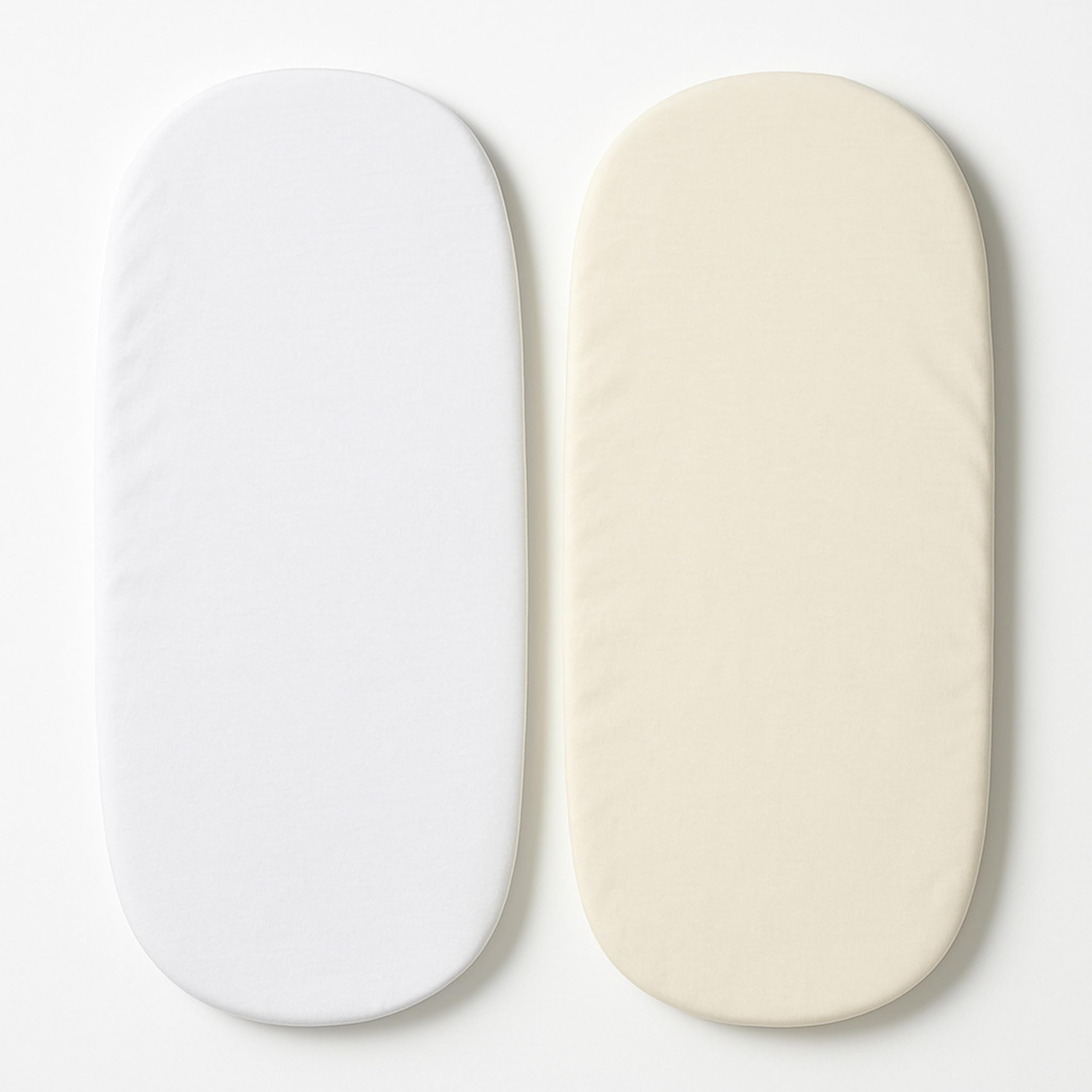 Dudu N Girlie Moses Basket Sheets 67 x 30 cm Cotton | Cradle Fitted Sheets Jersey Soft Bassinet Bedsheet Hypoallergenic Elasticated Breathable Pram Fitted Sheets (Pack of 2, White & Cream)