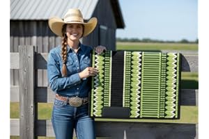 Western Show Saddle Pad/Blanket for Horses - Handmade Wool Saddle Blanket with New Zealand Design, Regular Size 34” L x 36” W