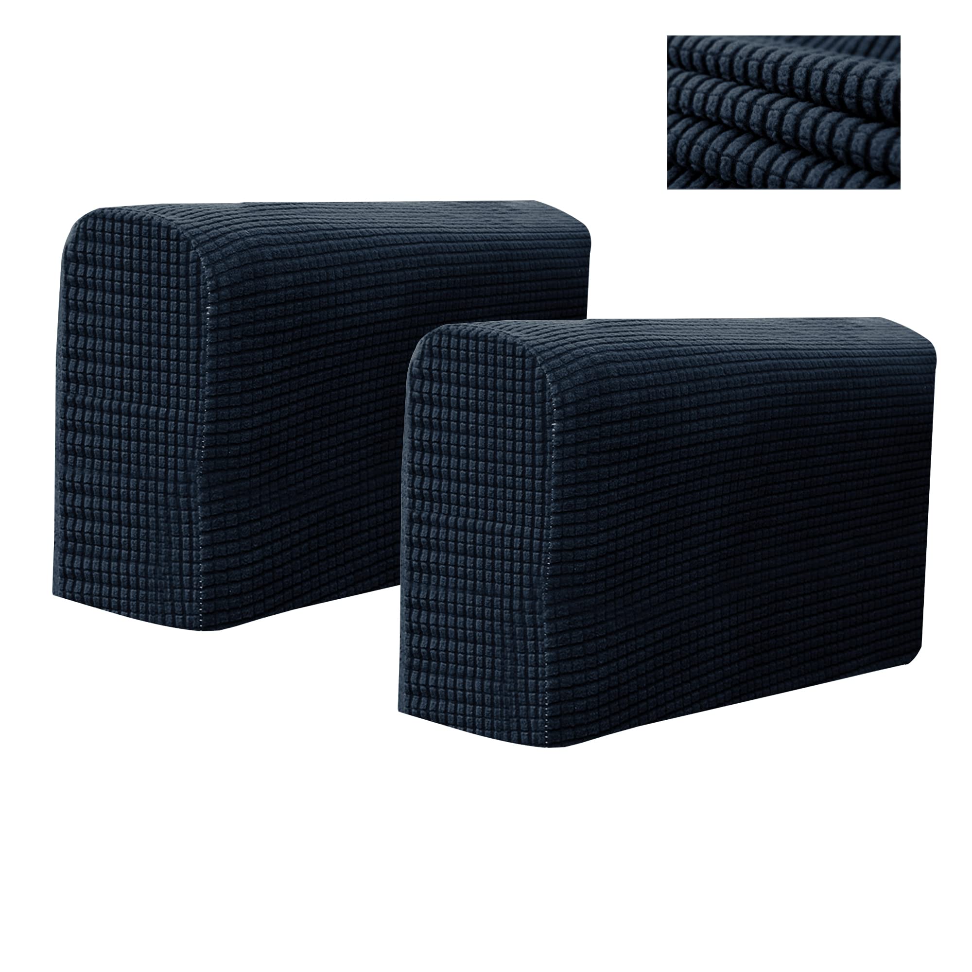 Kaket 2 PCS Sofa Armrest Covers, Chair Arm Protectors Stretch, Sofa Armchair Couch for Sofa, Armchair, Couches, Recliner (Navy Blue)