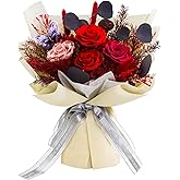 Preserved Flowers Roses Bouquet with Vases,Real Red Flowers for Delivery Prime, Forever Glitter Rose Bouquets Kit,Handmade Eternal Rosas Butterfly Gifts for Graduation Mom Women Birthday(multicolour)