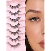 Natural Lashes Wispy 11mm False Eyelashes Cat Eye Lashes Thin Band Lash Strips C Curl Fake Eyelashes Siligli Cat Eyelash 7 Pair