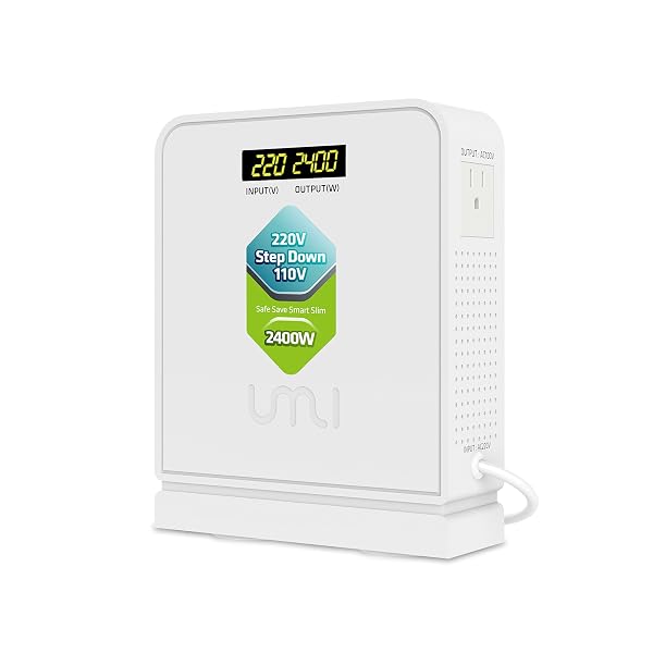UMI 2400W STEP DOWN 220V TO 110V VOLTAGE CONVERTER, HEAVY DUTY 220V TO 110V POWER CONVERTER WITH AUTO MODE, STEP DOWN CONVERTER 220V TO 110V – US TO EUROPE VOLTAGE CONVERTER