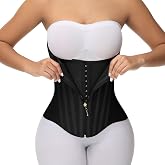 SHAPSHE Waist Trainer for Women Tummy Control Faja Body Shaper Working Out | Zipper and Hooks Double-Layer Adjustable Compression,23 Flexible Steel Bones 360&deg; Wrap Back Support Hourglass Figure