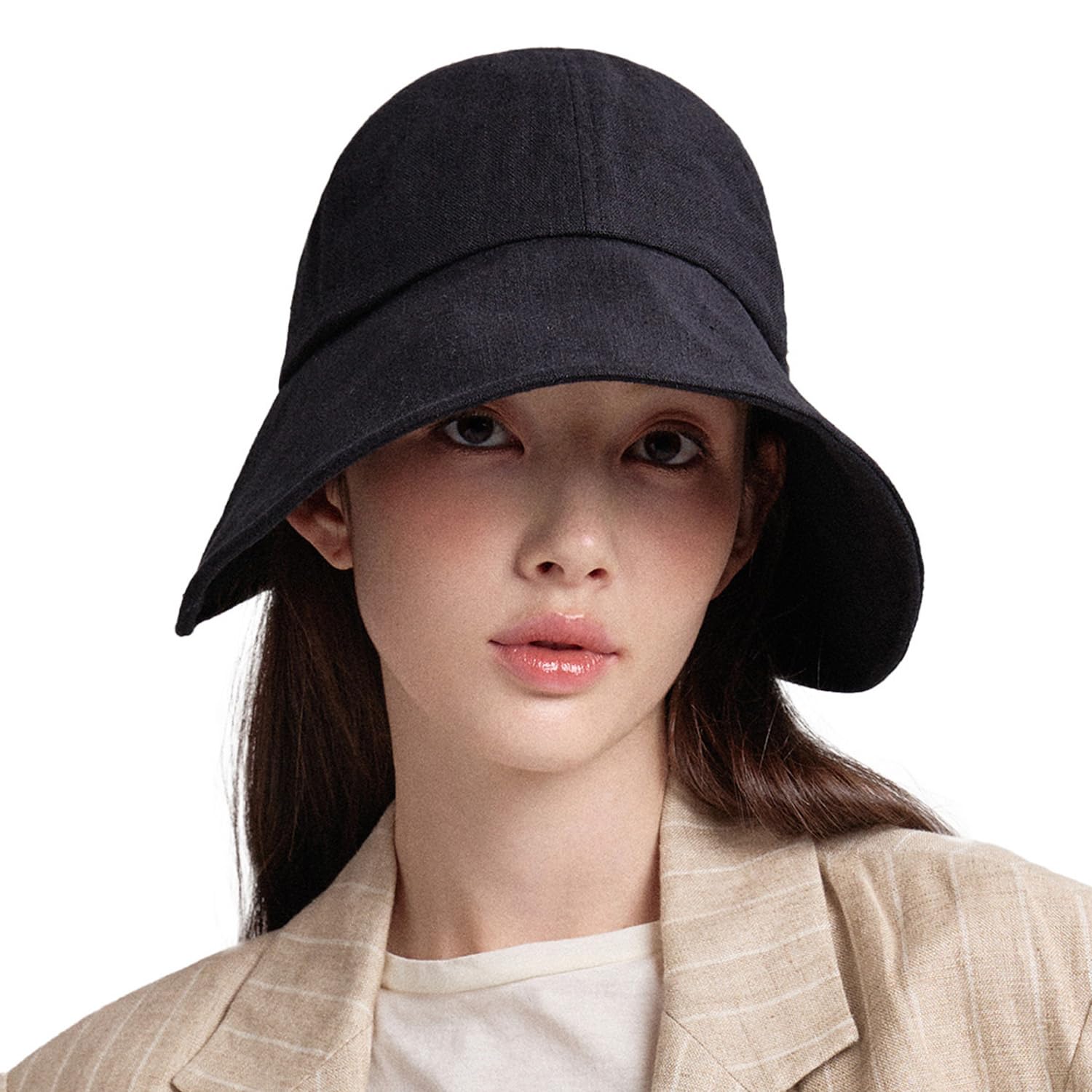 Photo 1 of WHITE SANDS MOJA Linen Victorian Bonnet Hat Sun Cap, Foldable Summer Visor | New Katy | Black