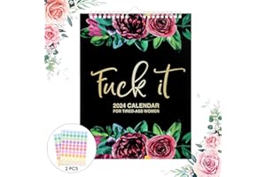 DIGIGRE 2024 Fu-ck It Calendar for Tired-Ass Women, 2024 Tired Women Calendar, Fu-ck It Wall Calendar for Tired, Funny Novelty Monthly Calendar, Handmade Home Office Hanging Calendar With Hook, Funny Swear