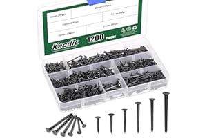 Keadic 1200Pcs 10/13/16/19/22/25mm Black Shoes Nails Assortment kit, Anti-Slip Carbon Steel Nails Tacks Replacement for Boots Leather Heels Soles Shoes Repairs