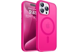 CANSHN Magnetic Designed for iPhone 15 Pro Case [Compatible with Magsafe] [Translucent Matte] Slim Thin Shockproof Protective Bumper Cover Phone Case for iPhone 15 Pro 6.1 Inch - Hot Pink