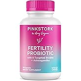 Pink Stork Fertility Support Probiotics for Women with Ashwagandha for Vaginal Health, Conception, pH Balance, Hormone Balance, and Gut Flora, Fertility Supplements for Women, 30 Capsules