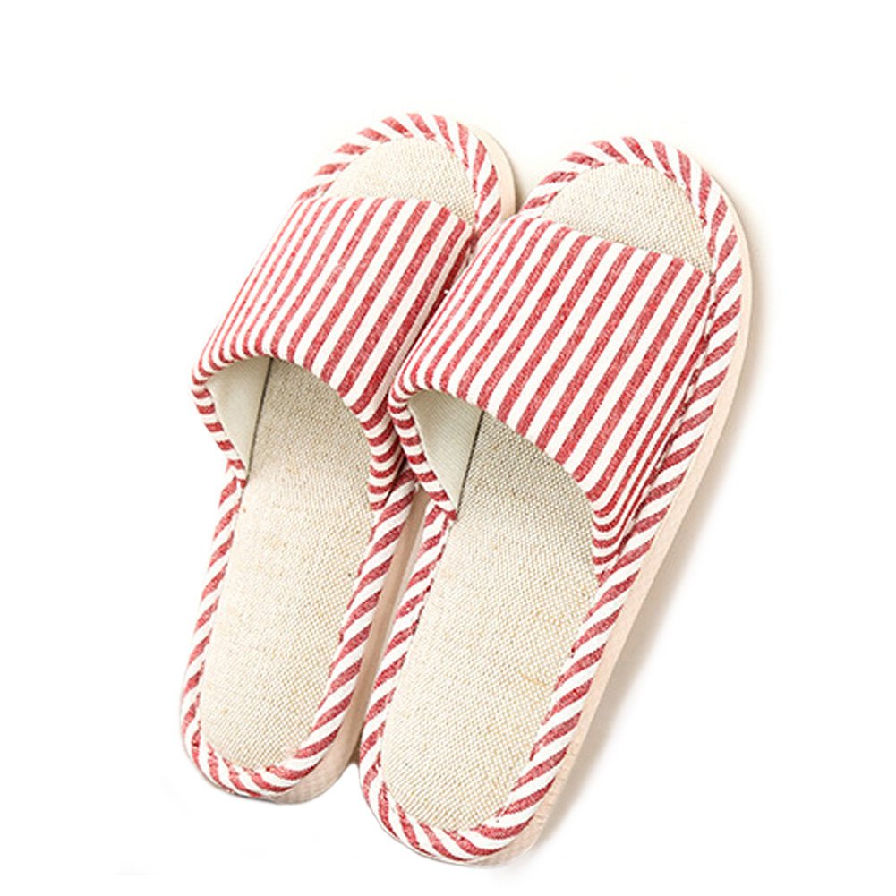 HaloVa Home Slippers, Open Toe Couple Sandals, Flax Casual Indoor House Bedroom Footwear Shoes With Non-Slip Sole For Women Girls Ladies,Pink,5-5.5
