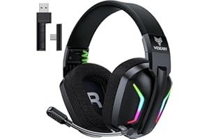 WESEARY Wireless Gaming Headset for PS5, PS4, PC, Laptop, Mac & Switch, Dual Low-Latency 2.4GHz USB/Type-C, Bluetooth Gaming Headphones with ENC Mic for Gamecube, 3D Stereo,Colorful Light, 50H Power
