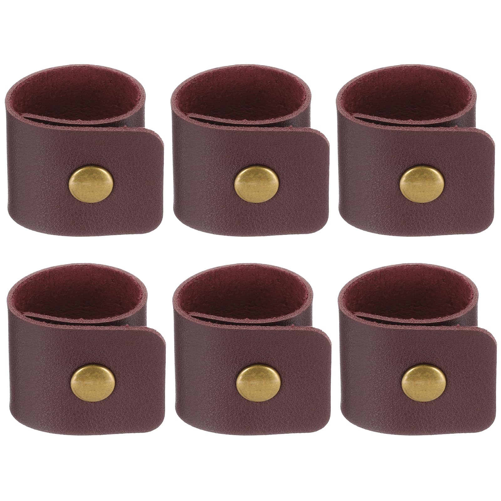 PATIKIL Napkin Rings, 6 Pcs Leather Napkin Rings Rustic Holder for Table Decor Thanksgiving Farmhouse Wedding Fall Banquets Dinner Party Ornaments Classic, Dark Red