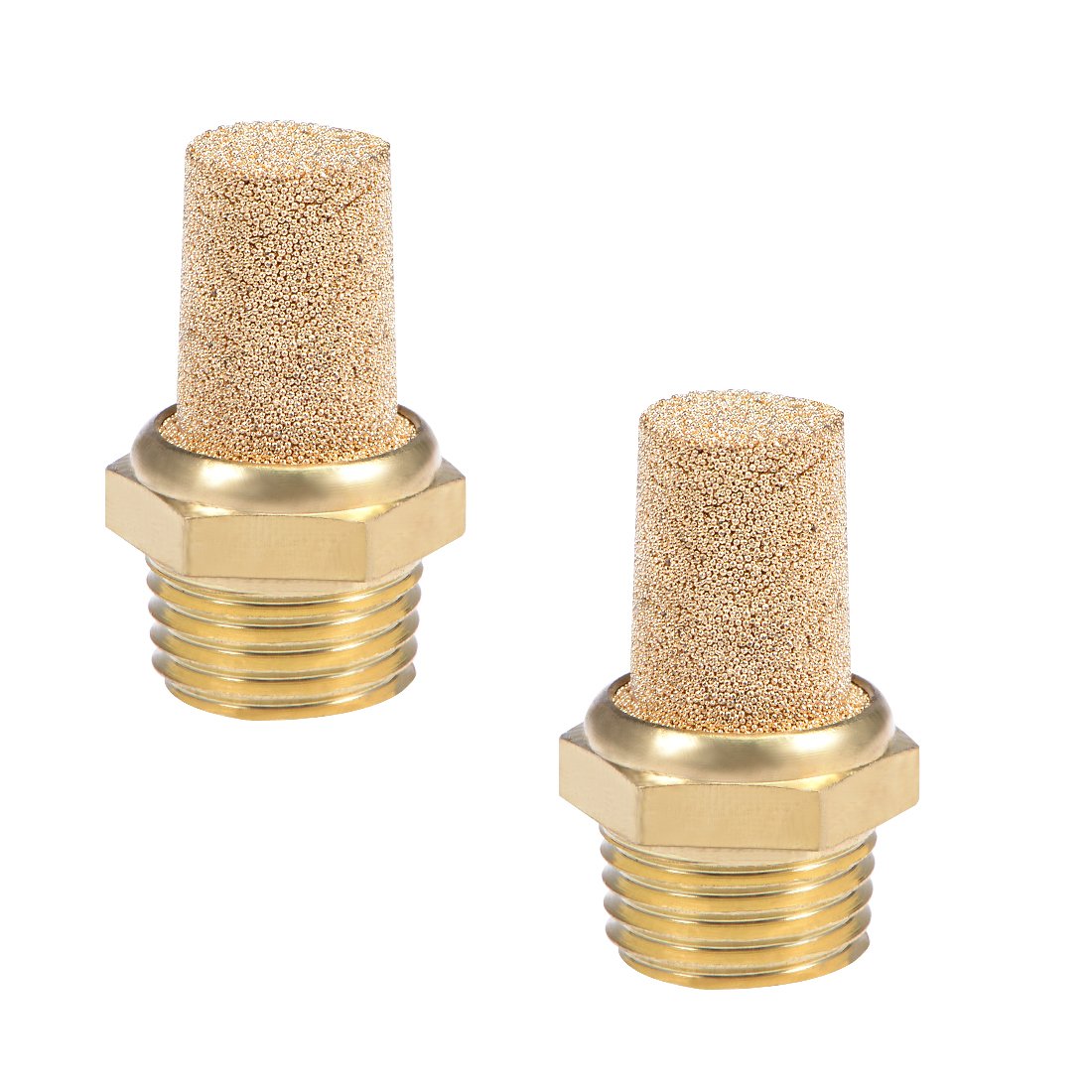 sourcingmap 1/4 PT Sintered Bronze Exhaust Muffler with Brass Body Protruding 2pcs