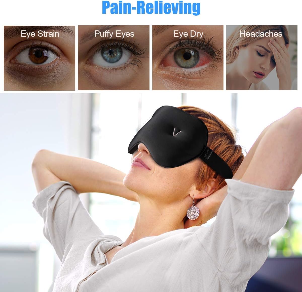 Unimi Weighted Eye Mask, Cold Compress for Puffiness,Eye Mask for Dark Circles and Dry Eye, Headaches&Migraine. Quick-Drying Fabric and Glass Bead Cold Eye Mask. Black: Health & Personal Care