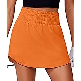 PINSPARK Golf Skirts for Women High Elastic Waisted Athletic Skort 2 Pockets Curved Hem Tennis Skirt for Pickleball Workout