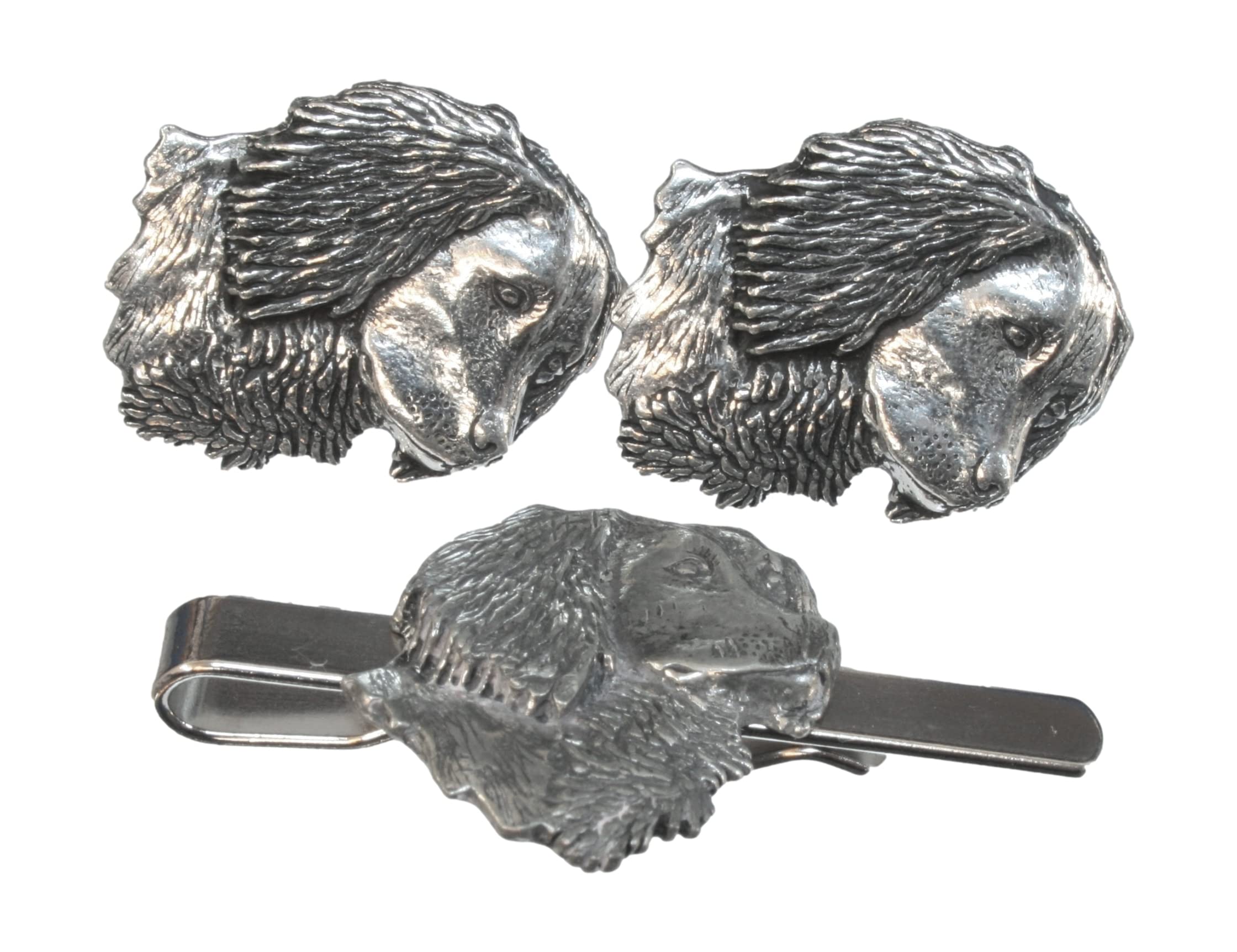 Spaniel Head Cufflinks and Tie Bar Slide Gift Boxed Set 338