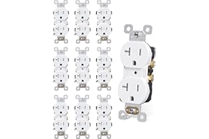 AIDA 20 Amp Outlet Duplex Electrical Receptacle Outlets,Power Outlet,Tamper Resistant,Heavy-Duty Receptacle Wall Outlet,Residential,2Pole,3-Wire, Self-Grounding Clip, NEMA 5-20R,UL Listed 10 Pack