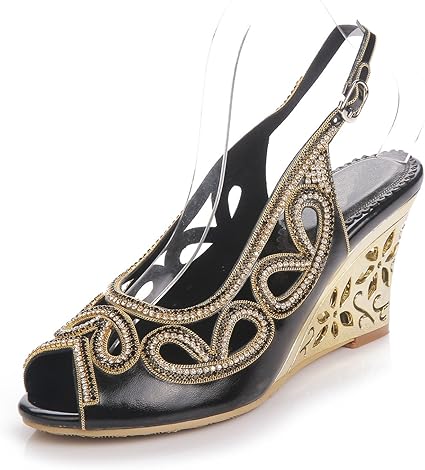 diamante wedge wedding shoes