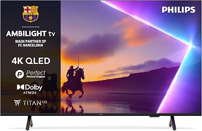 Ambilight 75PUS8510 4K QLED Smart TV - Pantalla de 75 Pulgadas con Plataforma Titan OS, Pixel Precise Ultra HD y Sonido Dolby Atmos - Funciona con Alexa y con el Asistente de Voz de Google