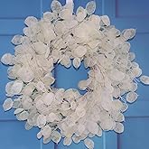 BINFEN 24" Yellow & Cream Fake (Not Real-Looking) Winter Fall Wreaths for Front Door – Boho Year Round Farmhouse Porch Door Decor – Beige Eucalyptus Lunaria Annua Welcome Door Wreath