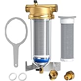 Waterdrop Mega Spin Down Sediment Filter, Upgraded Reusable Backwash Whole House Water Filter System for City/Well Water, 500 Micron+200 Micron,1" MNPT + 3/4“FNPT, BPA Free