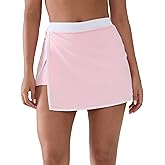 YIPINK Women's Athletic Skort with Built-in Shorts -Tennis Skirt with Pockets, High Waisted Side Slit Yoga Skirt with Trim