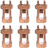 QWORK Grounding Split Bolt Connector, 6 Pack 6-10 AWG Solid Copper Ground Wire Clamp, High Conductive Copper