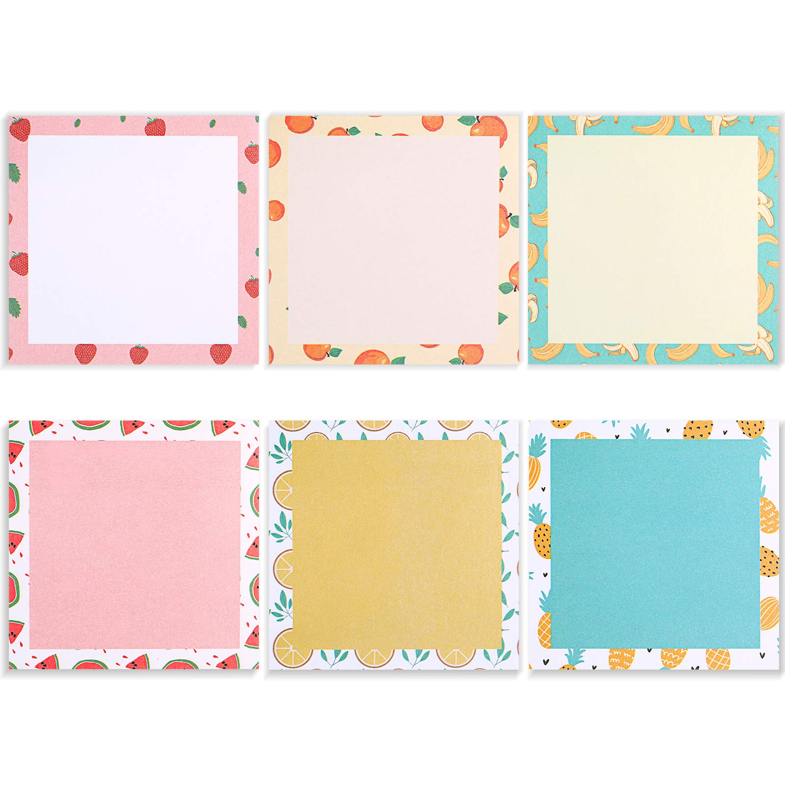 Zonon 300 Sheets Self-Stick Notes Pads Tropical Fruit Prints Decorative Sticky Notes 3 x 3 Inch Fruit Memo to-Do List for Back to School Home School Office, 6 Pads, 50 Sheets Each