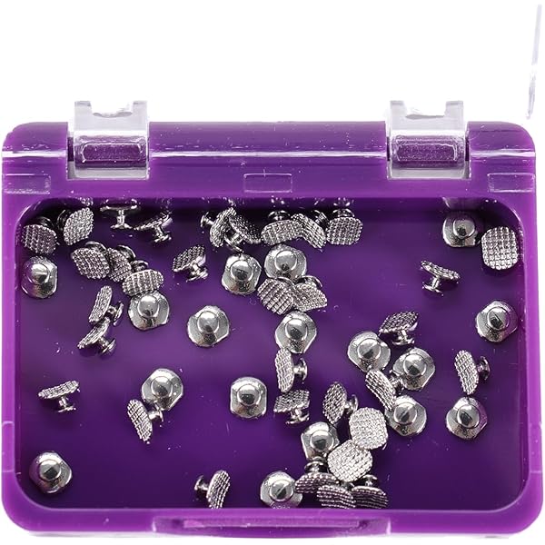 50 Pcs Dental Metal Lingual Buttons – Bondable Round Monoblock Mesh Base (5 Bags)