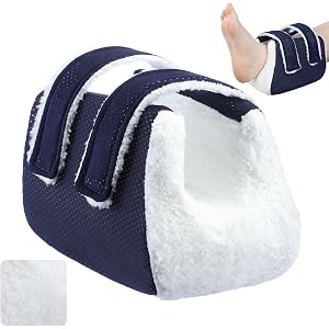 TrelaCo 3D Fleece Heel Protector for Pressure Sores Ankle Elevation Pillows Foot Support Boot Bed Sore Wedge Pillow for Elder