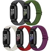 Bcuckood Compatible with Fitbit Inspire 3/Inpsire 2/Inspire/Inpsire HR/Ace 2/Ace 3 Watch Bands, Elastic Adjustable Replacement Wristband Women Men Stretchy Soft Sport Nylon Loop Straps