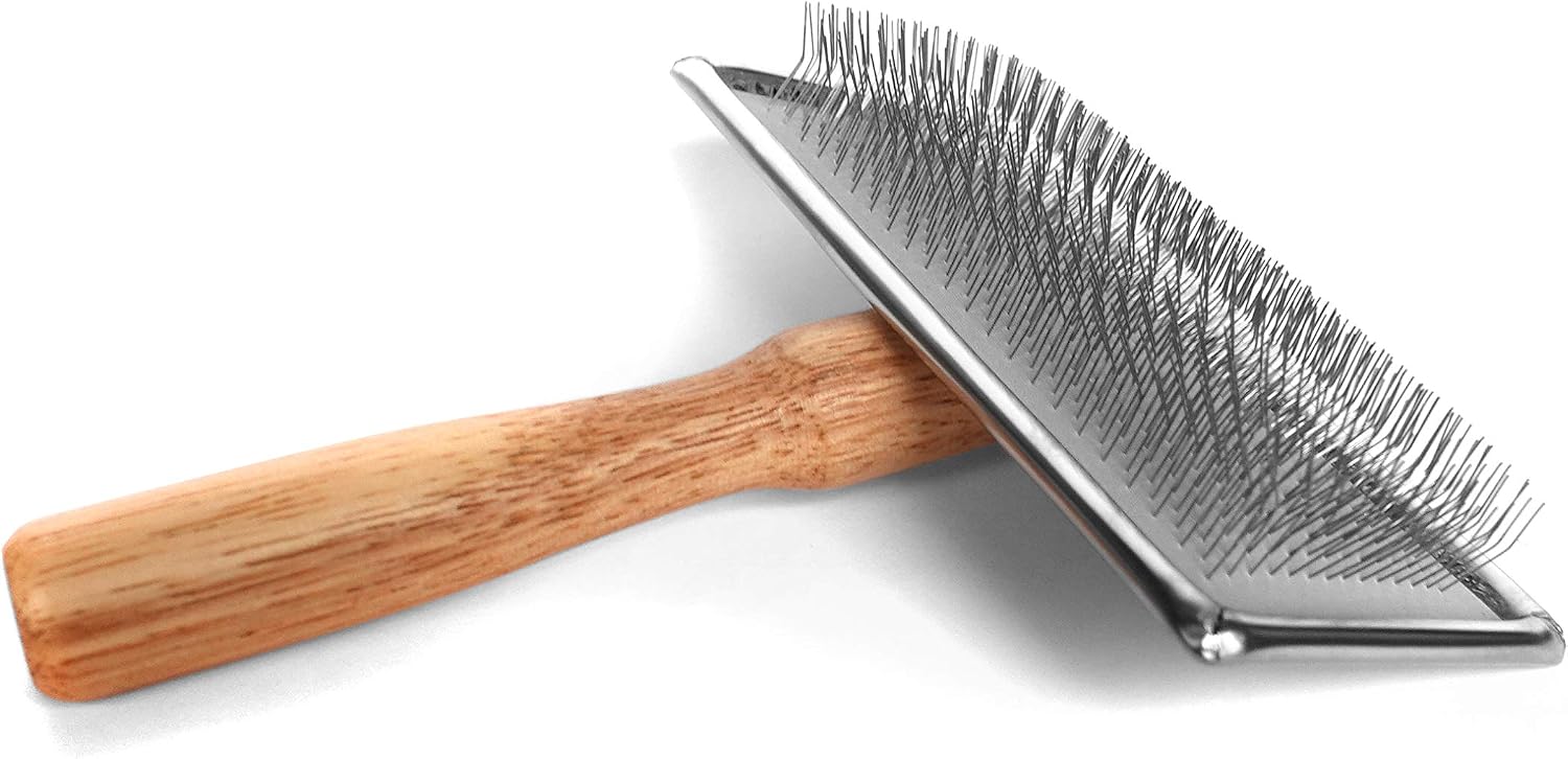 Claw Claws Pet Slicker Brush for Small Dogs and Cats Wooden Handle with Stainless Steel Soft Pins, Gently Remove Tangled Hair - Image 3