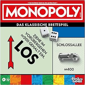 Monopoly Basisspiel mit Aufbewahrungsfach und größeren Spielfiguren - Deutsche Fassung